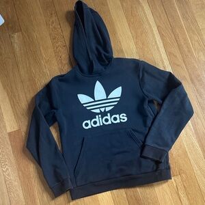 Adidas Black Hoodie with White Trefoil Logo